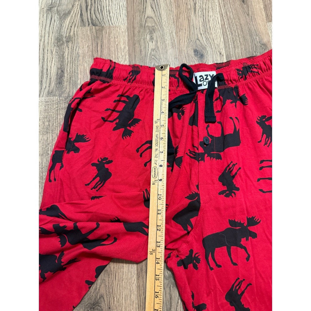 Lazy One PJ Pant Classic Moose Red Unisex Large Red Adult Cotton Elastic NEW - Picture 10 of 12